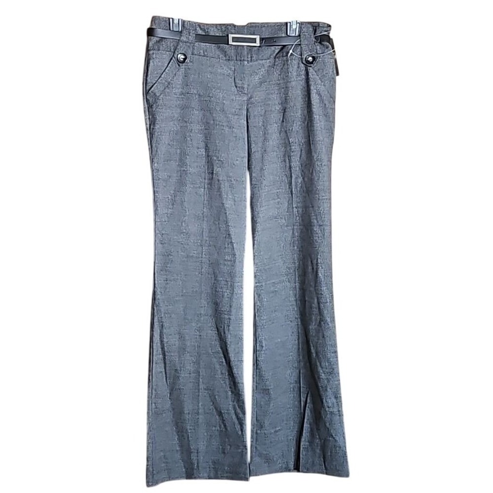 NWT B.Wear Juniors Dress Pants‎ Size 11 Gray Black Straight Leg Slacks with Belt